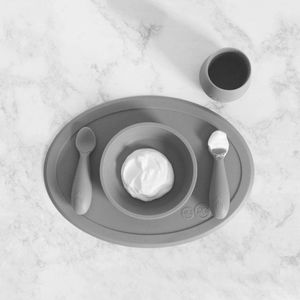 Ez Pz First Foods Set 6 Months Gray Bowl Cup Spoons